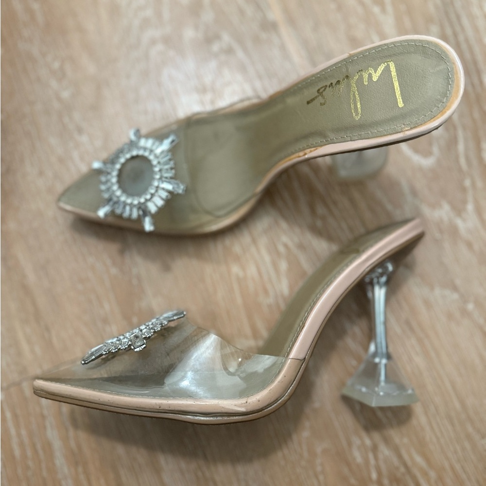 Lulu’s Elegant Women's Clear Heels with Crystal Embellishments